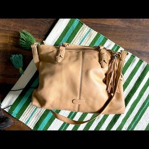 Ralph Lauren real leather tan crossbody satchel